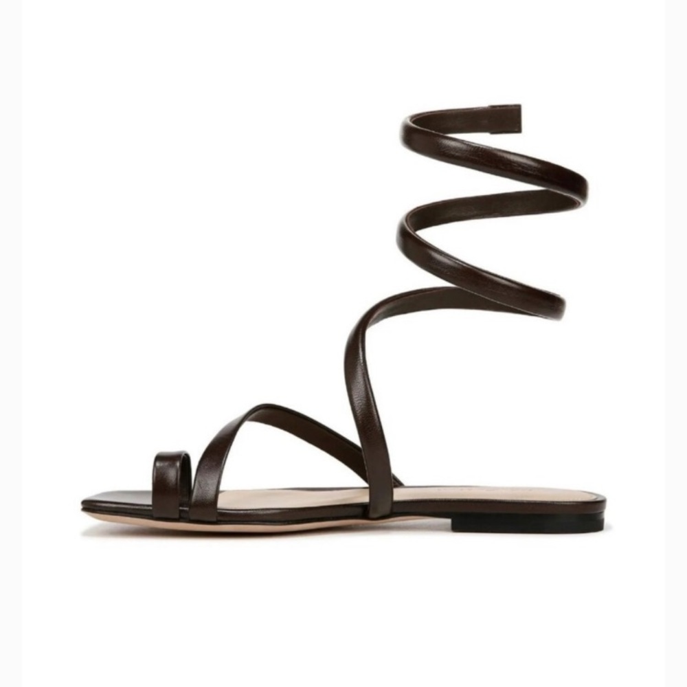 New: Veronica Beard Allura Leather Sandal in Deep Brown. Size 10 - Picture 3 of 15